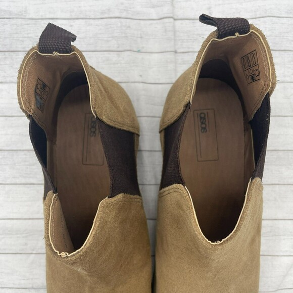  Mens Chelsea Ankle Boots Brown Size 11 Suede Slip On Elastic Sides main image 4